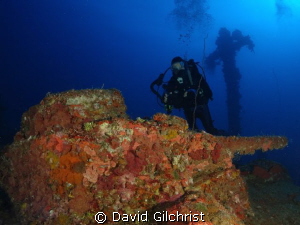 Three Man tank on deck of San Francisco Maru, Truk Lagoon by David Gilchrist 